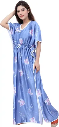 Classy Satin Printed Nighty For Women-thumb2