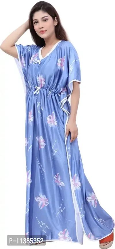 Classy Satin Printed Nighty For Women-thumb3