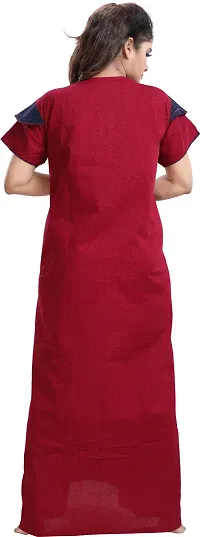 Stylish Cotton Maroon Embroidery Nighty For Women-thumb3
