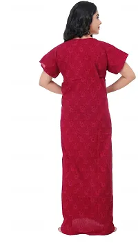 Stylish Cotton Red Embroidery Nighty For Women-thumb1
