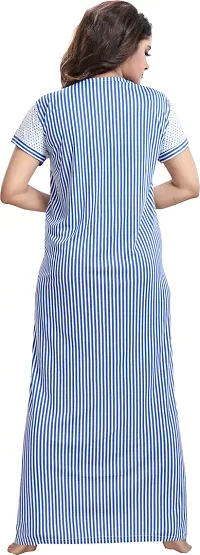 Stylish Cotton Blue Striped Maternity Nighty For Women-thumb1