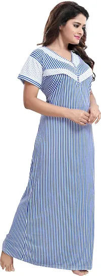 Stylish Cotton Blue Striped Maternity Nighty For Women-thumb3