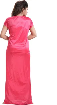 Pink Satin Self Pattern Nightwear For Women-thumb2