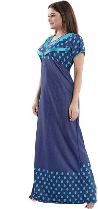 Stylish Satin Turquoise Nighty For Women-thumb2