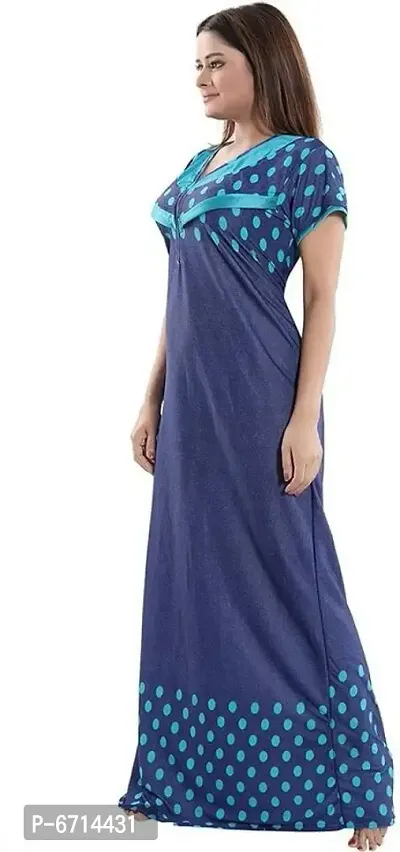 Stylish Satin Turquoise Nighty For Women-thumb3