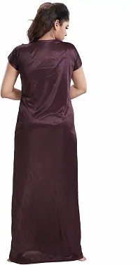 Classy Satin Solid Nighty Set For Women-thumb3