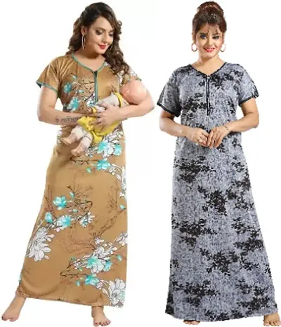 Stylish Satin Nighty For Women Pack Of 2