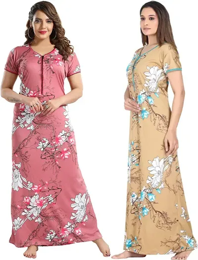 Stylish Satin Nighty For Women Pack Of 2