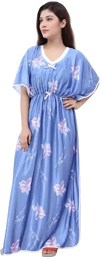 Classy Satin Printed Nighty For Women-thumb3