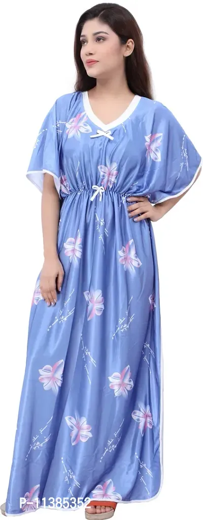 Classy Satin Printed Nighty For Women-thumb4