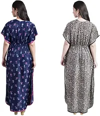 Classy Satin Printed Kaftan Nighty For Women Pack Of 2-thumb1