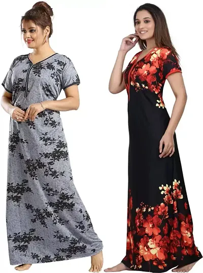 Stylish Satin Nighty For Women Pack Of 2