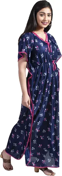 Classy Satin Printed Nighty For Women-thumb4