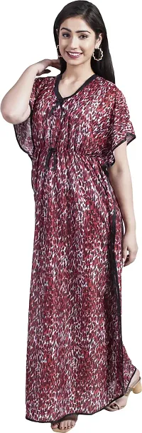 Classy Satin Printed Nighty For Women-thumb2