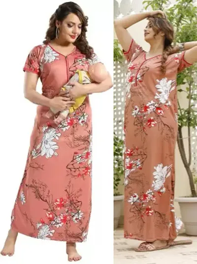 Stylish Satin Nighty For Women Pack Of 2