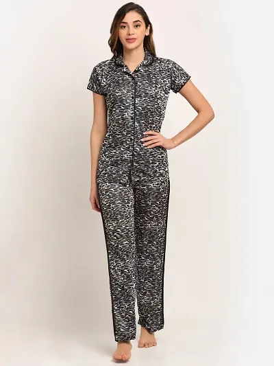 Trendy Printed Satin Casual Co-Ord Set For Women