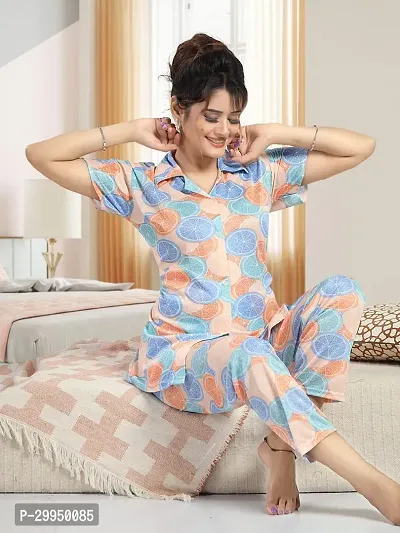 Comfortable Multicoloured Satin Lounge Set For Women-thumb0