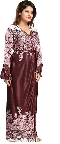 Classy Satin Printed Nighty For Women-thumb4