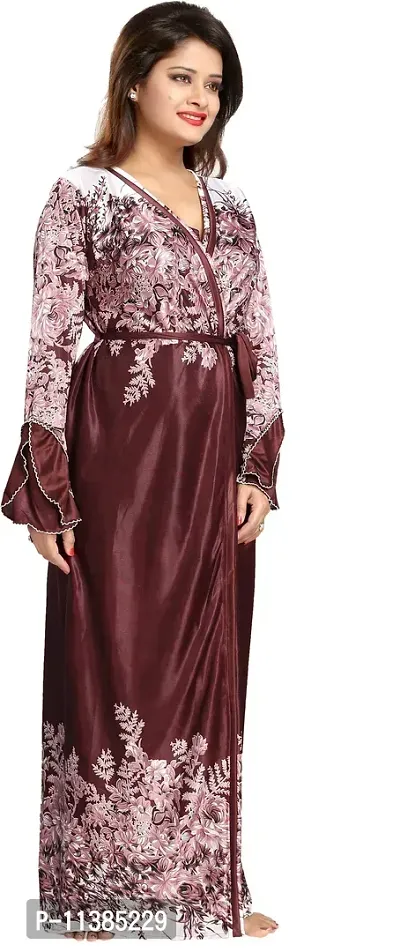 Classy Satin Printed Nighty For Women-thumb5