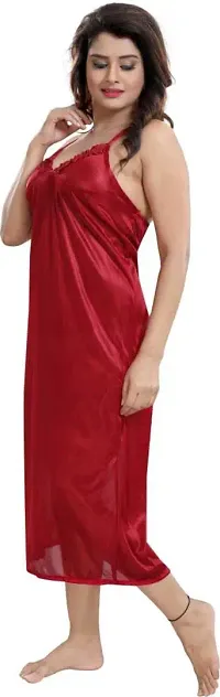 Classy Satin Solid Nighty with Robe For Women Pack Of 2-thumb2