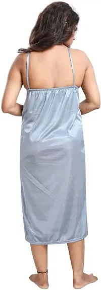 Classy Satin Solid Nighty with Robe For Women-thumb4