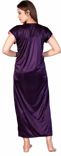 Classy Satin Solid Nighty with Robe For Women-thumb2