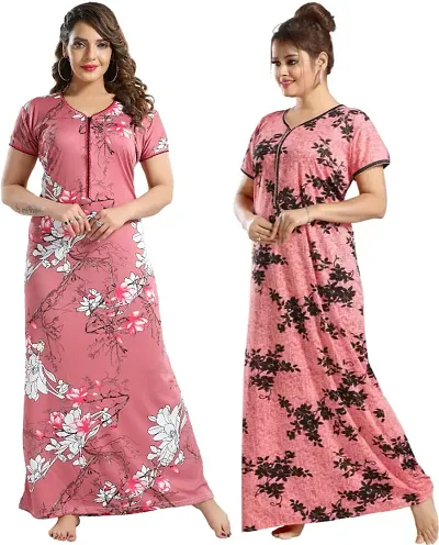 Stylish Satin Nighty For Women Pack Of 2