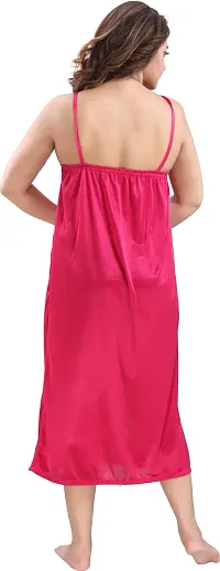 Classy Satin Solid Nighty with Robe For Women-thumb2