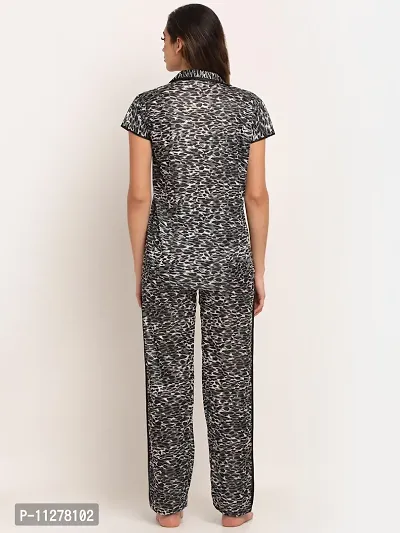 Classy Satin Printed Shirt and Pyjama Set For Women-thumb4