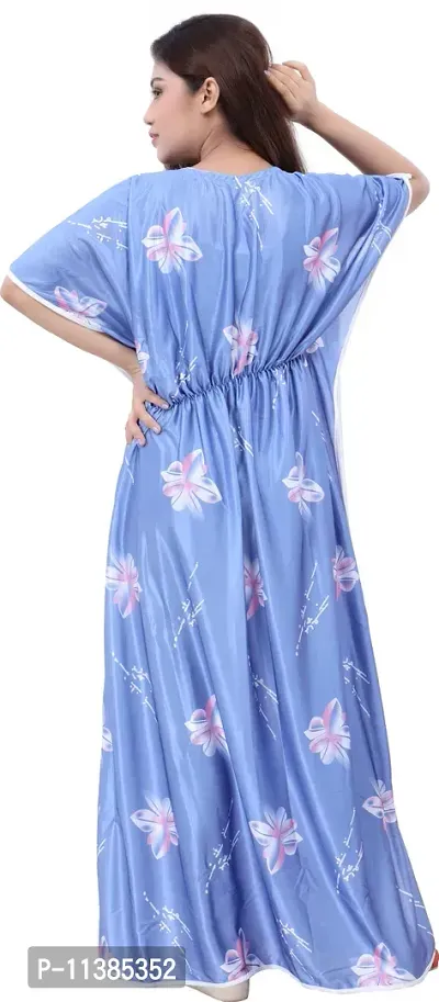 Classy Satin Printed Nighty For Women-thumb2