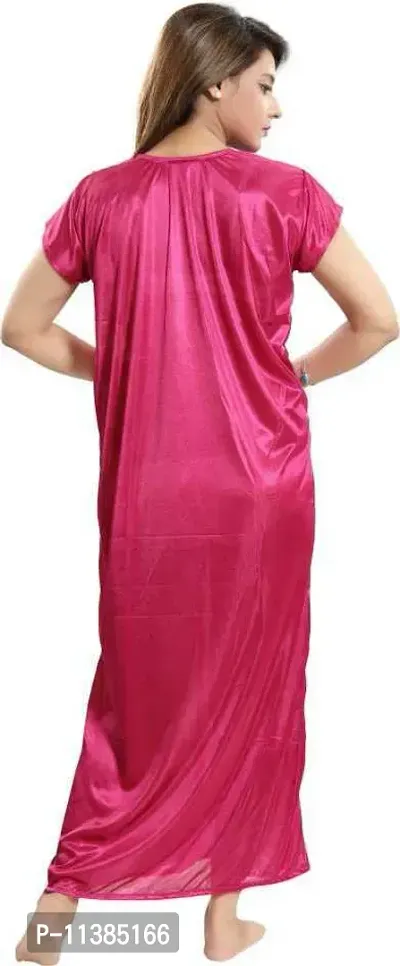 Classy Satin Solid Nighty Set For Women Pack Of 2-thumb2