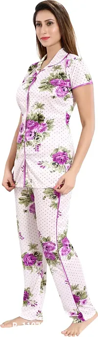 Classy Satin Printed Top and Pyjama Set For Women-thumb3