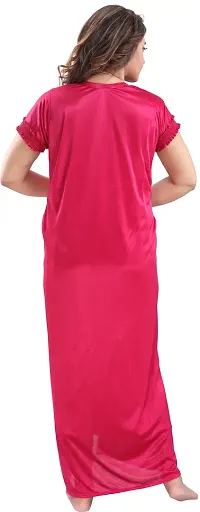 Classy Satin Solid Nighty with Robe For Women-thumb1