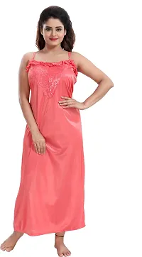 Stylish Peach Satin Solid Nightwear For Women Pack Of 2-thumb4