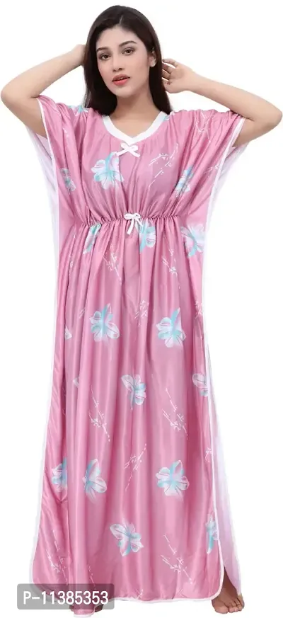 Classy Satin Printed Nighty For Women-thumb0