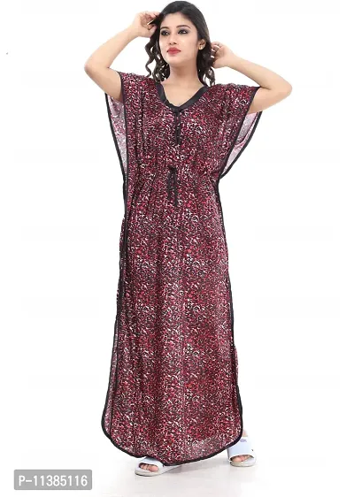 Classy Satin Printed Kaftan Nighty For Women-thumb0