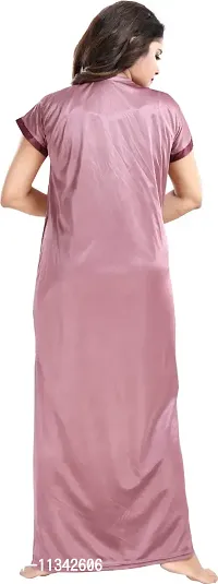 Classy Satin Solid Nighty with Robe For Women Pack Of 2-thumb2