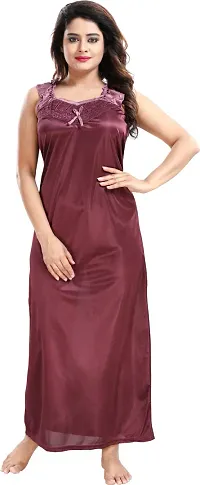 Classy Satin Solid Nighty with Robe For Women Pack Of 2-thumb4