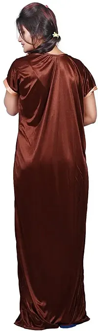 Classy Satin Self Pattern Nighty with Robe For Women Pack Of 2-thumb1