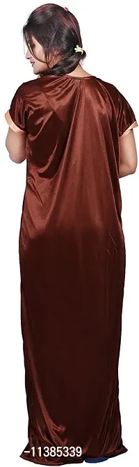 Classy Satin Self Pattern Nighty with Robe For Women Pack Of 2-thumb2