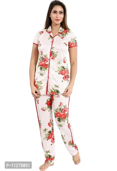 Classy Satin Printed Top and Pyjama Set For Women-thumb0