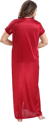 Classy Satin Solid Nighty with Robe For Women-thumb1