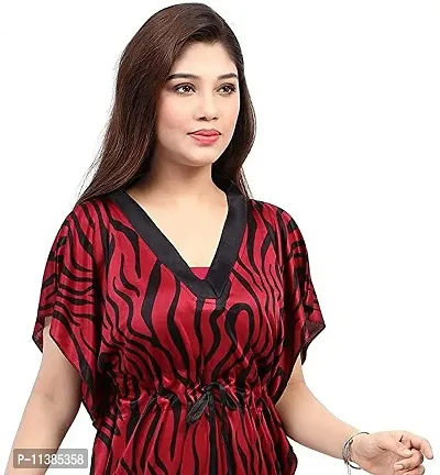 Classy Satin Printed Nighty For Women-thumb5