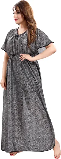 Classy Satin Printed Nighty For Women-thumb1