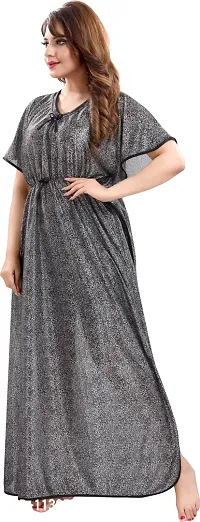 Classy Satin Printed Nighty For Women-thumb2