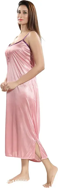 Classy Satin Embroidered Nighty with Robe For Women Pack Of 2-thumb3