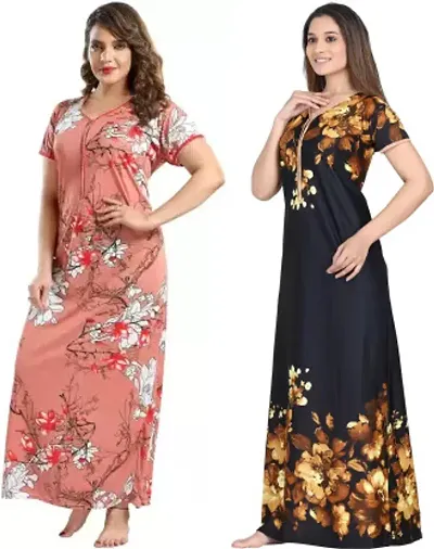 Stylish Satin Nighty For Women Pack Of 2