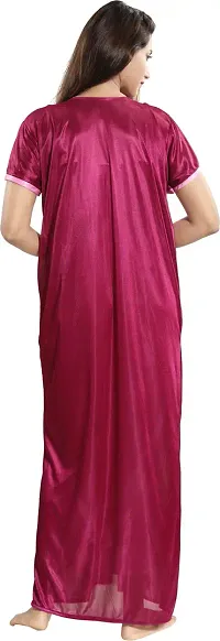 Classy Satin Embroidered Nighty with Robe For Women Pack Of 2-thumb3