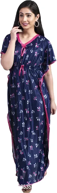 Classy Satin Printed Nighty For Women-thumb3