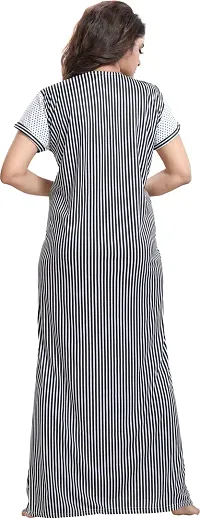 Classy Cotton Striped Maternity/nursing Nighty For Women-thumb1